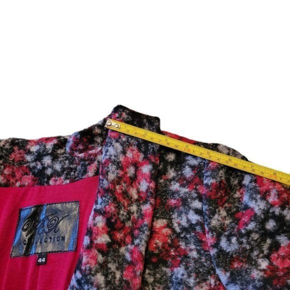 𝅺WOOL Blend Red Black Print Blazer Coat Jacket  Size 44  - NEW - Picture 5 of 7